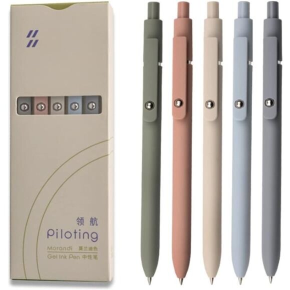 Gel Pens, 5 Pcs 0.5mm Black Ink Pens Fine Point Smooth Writing Pens, High-End - Picture 1 of 7